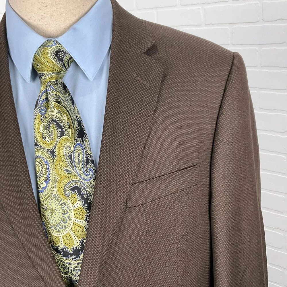 Tiglio Luxe Blazer Men 44R Brown Novello Di Biella Wool‎ Classic Jacket Italy